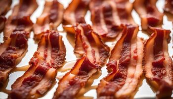 Crispy Bacon, Close Up of Bacon Strips photo