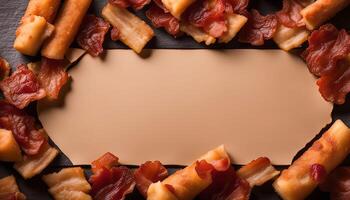 Crispy Bacon Border on a Tan Background photo