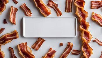 Crispy Bacon on White Background photo