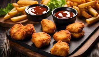 Chicken Nuggets, French Fries, and Ketchup photo