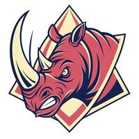 a rhino head with horns and a triangle on the side vector