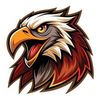 an eagle head with a red beak and yellow feathers vector