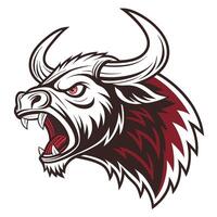 the head of a bull with a red and white background vector