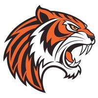the head of a tiger is shown in an orange and black color scheme vector