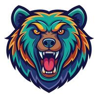 the head of a bear with its mouth open vector