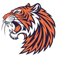 the head of an angry tiger is shown on a white background vector