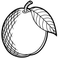 an apple with a leaf on it is shown in this drawing vector