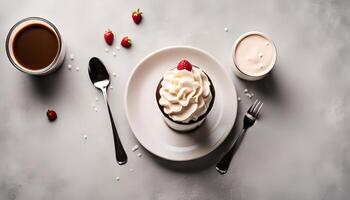 A Simple Dessert with Whipped Cream photo