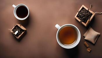Tea Time with Tea Leaves in Boxes photo