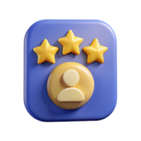 3D Render of User Profile with Three Stars png