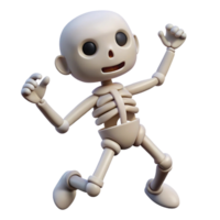 Playful 3D Cartoon Skeleton Jumping with Joy png
