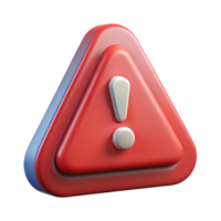 3D Render of a Red Warning Triangle Exclamation png