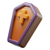 3D Render of Cartoon Coffin Icon - Halloween png