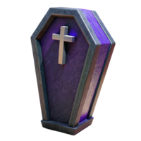 3D Render of a Glowing Purple Coffin with a Silver Cross png