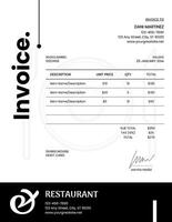 Black White Minimalist Restaurant Invoice template