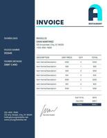 Blue White Simple Restaurant Invoice template