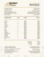 Pizza Restaurant Invoice template