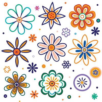 colorful flowers on a white background