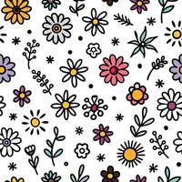 seamless pattern with flowers and leaves vector