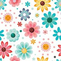a colorful floral pattern with many different flowers vector