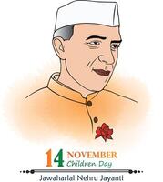 Jawaharlal Nehru Birthday on 14 November and Happy children day in India vector