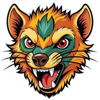 an angry animal head with a green and orange color scheme vector