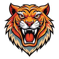 the head of a tiger is shown with its mouth open vector