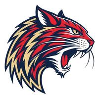 the head of a red and blue tiger vector