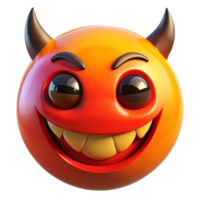 Mischievous 3D Devil Emoji with Horns and Grinning Face png