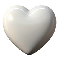Smooth, glossy white heart shape on transparent background png