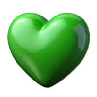 Vibrant Green Heart Shape Isolated on transparent Background png