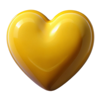 Shiny, bright yellow heart graphic on transparent background png