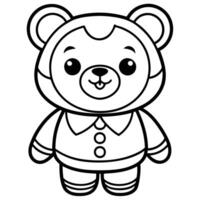 a coloring page with a teddy bear vector