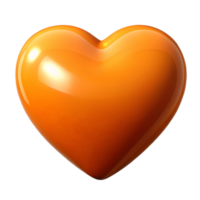 Shiny Orange Heart Isolated on transparent background png