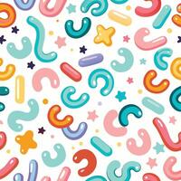 a colorful pattern with a variety of shapes and stars vector