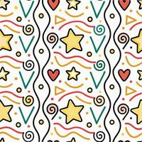 a colorful pattern with stars and hearts vector