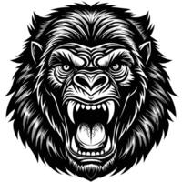 gorilla head with open mouth and fangs vector