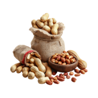 Peanuts in Bags and Bowl on Transparent Background png