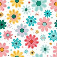 a colorful floral pattern with many different flowers vector