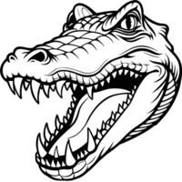 a crocodile head with its mouth open and teeth showing vector