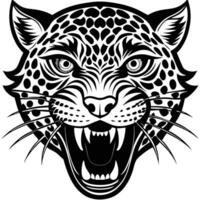 a jaguar head with open mouth and teeth vector