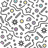 a black and white pattern with stars and other shapes vector