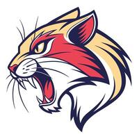 the head of a cat is shown in a cartoon style vector
