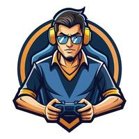 a man in glasses holding a controller vector