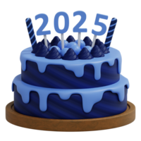3d new year cake with number 2025 isolated on transparent background png