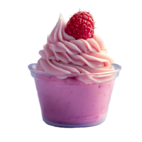 Cup of Raspberry Yogurt with Raspberry Topping png