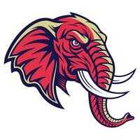 an elephant head with tusks and a red and gold color scheme vector