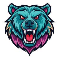 the head of a bear with its mouth open vector