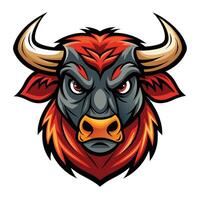 an angry bull head with horns on a white background vector