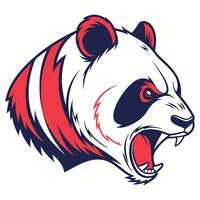 the head of a panda bear is shown with its mouth open vector